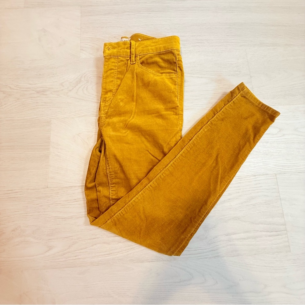 LOFT Yellow Corduroy Pants Slim Fit Tapered